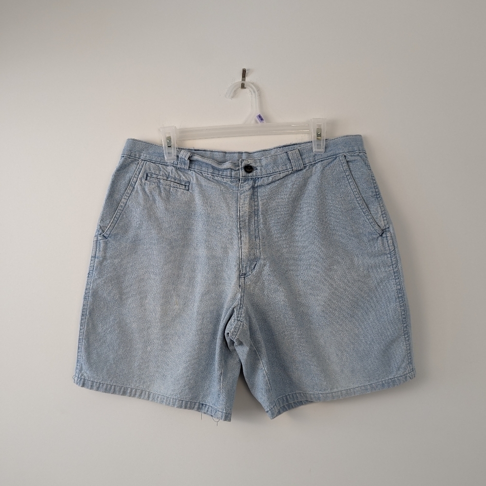 Men's Light Wash Denim High-Rise Shorts - Size 36
